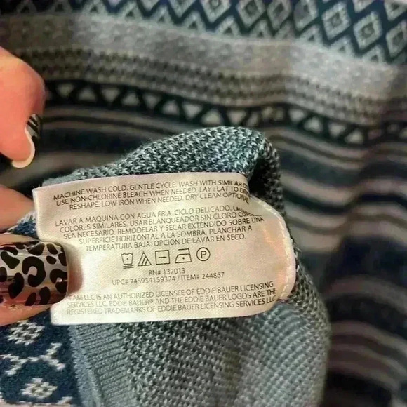 Eddie Bauer Fair Isle Nordic Geometric Quarter Zip Pullover Knit Sweater Size XL - Picture 8 of 8
